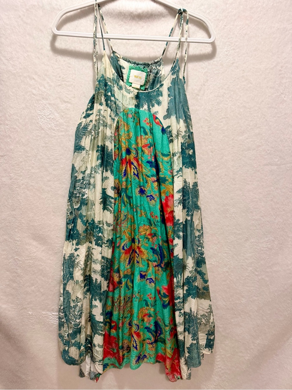 Maeve Anthropologie Mixed Print Toile Floral Slip Midi Dress Green Multi L - Picture 6 of 11